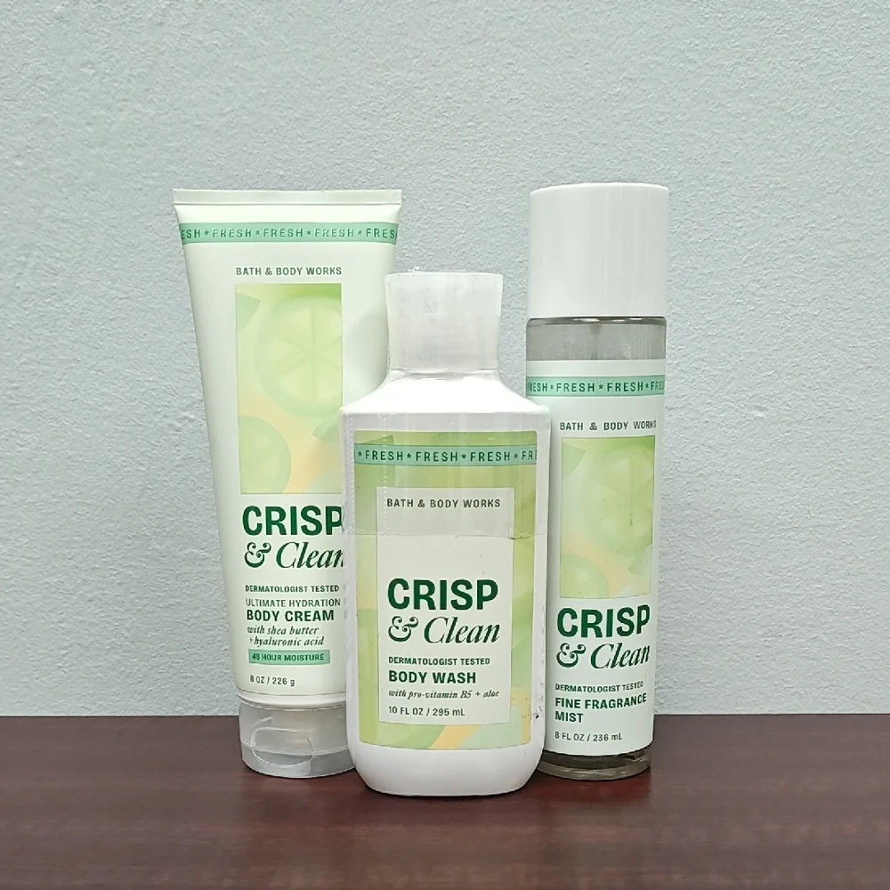Bath & Body Works CRISP & CLEAN 3 Piece Body Care Set